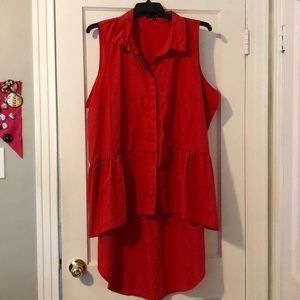 Red Hi-Low Peplum Blouse 3X